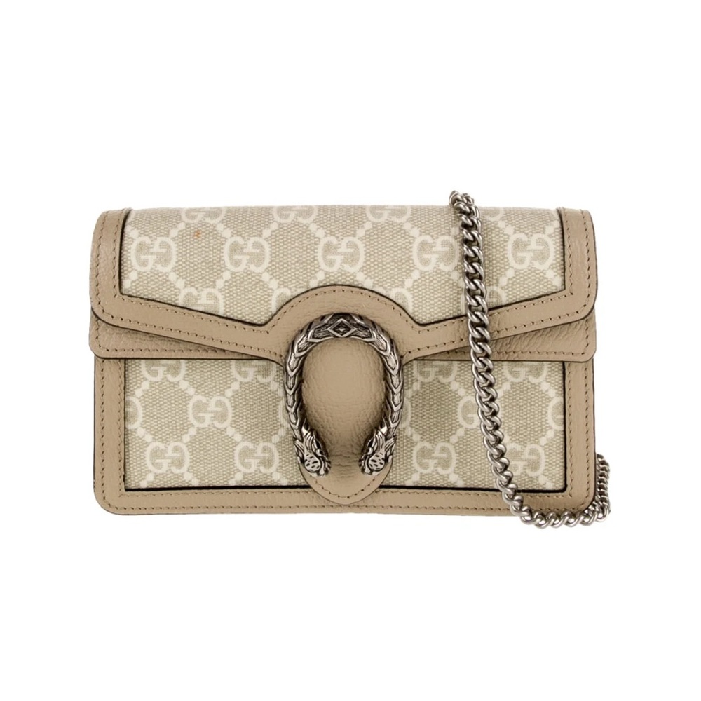 Gucci Beige Logo Canvas Crossbody Bag with Silver Hardware